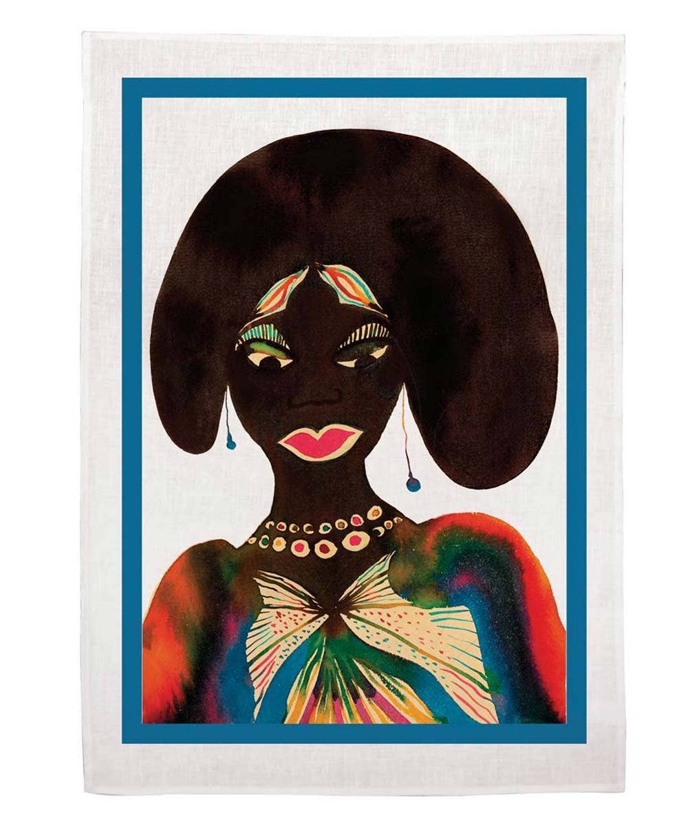 Afromuses Tea Towel – Chris Ofili’s Woman Portrait in Linen