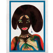 Chris Ofili Afromuses tea towel by soulPhoodie featuring a colorful female portrait printed on 100% linen